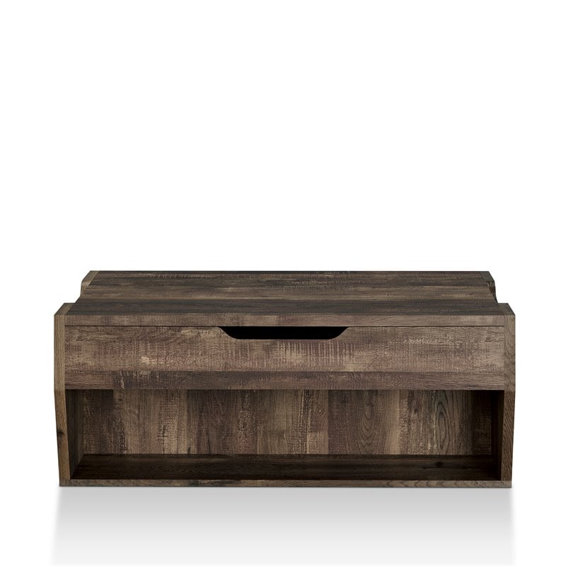 Bowery Hill Rustic Wood Storage Coffee Table in Reclaimed Oak