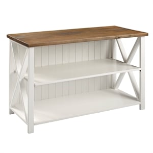 Bowery Hill Farmhouse Wood Storage Console for TVs up to 52&quot in White/Brown