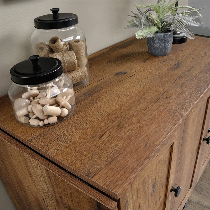 Bowery Hill Contemporary Engineered Wood Sewing Craft Cart in Oak