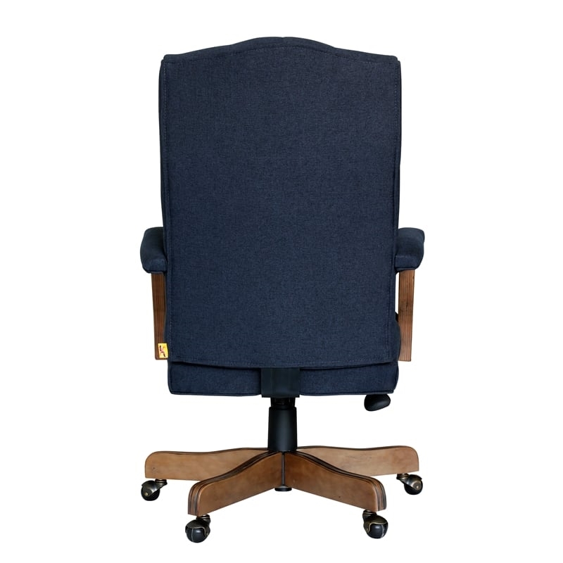 Bowery Hill Traditional Linen Fabric Executive Office Chair in Denim Blue