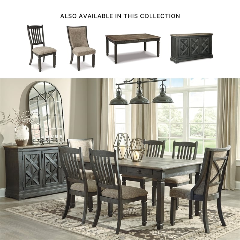 Bowery Hill Solid Wood Dining Side Chair in Gray and Brown