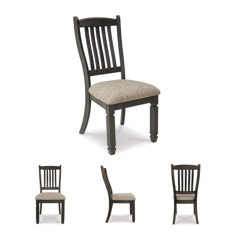 Bowery Hill Solid Wood Dining Side Chair in Gray and Brown