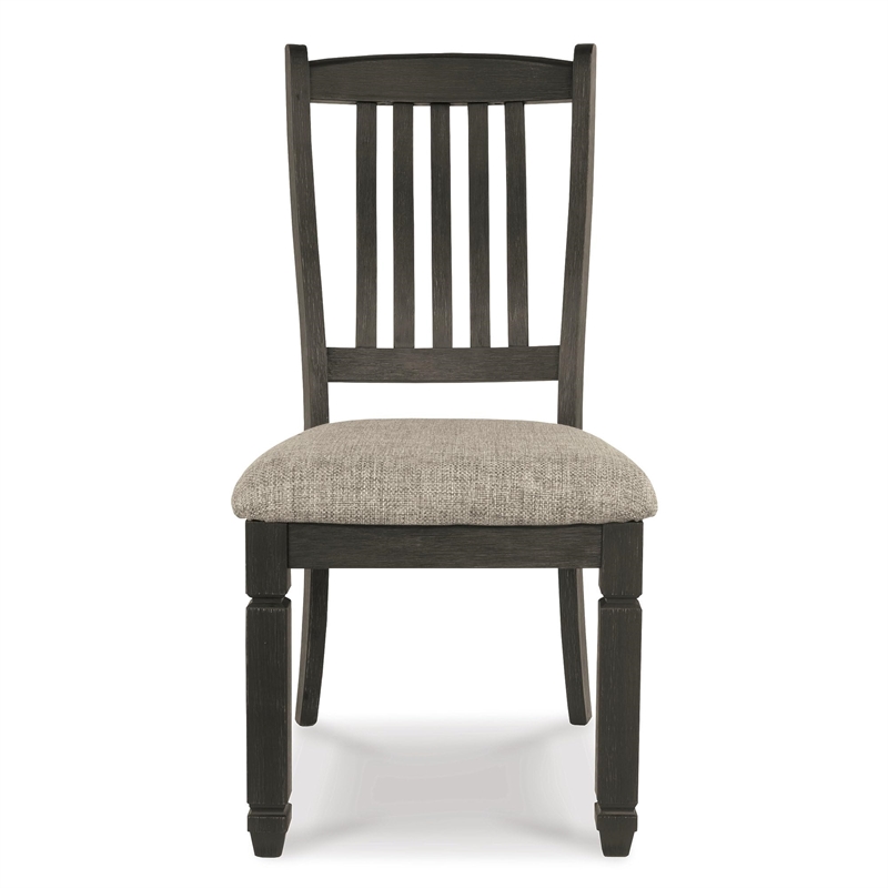 Bowery Hill Solid Wood Dining Side Chair in Gray and Brown