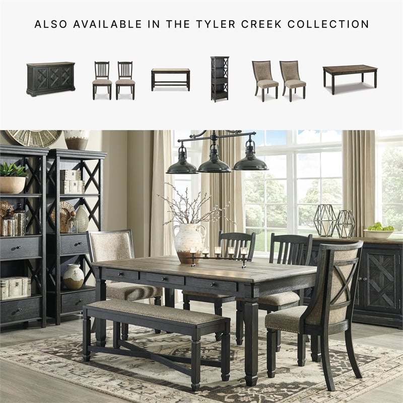Bowery Hill Solid Wood Dining Side Chair in Gray and Brown