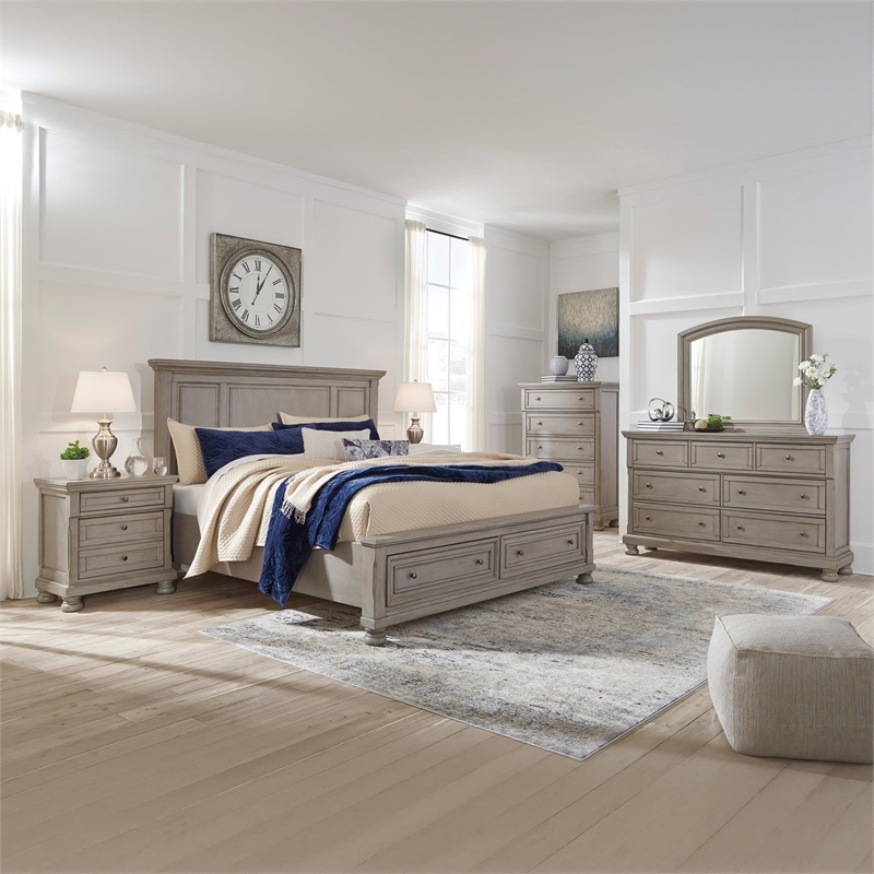 Bowery Hill Contemporary 5 Drawer Chest in Light Gray