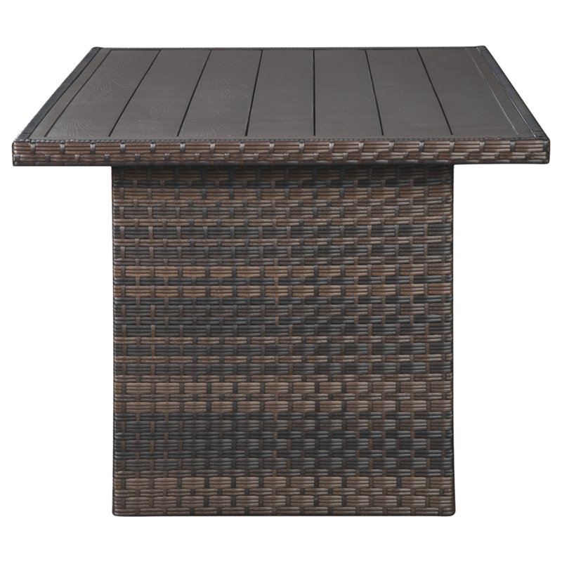 Bowery Hill Patio Dining Table in Dark Brown and Beige