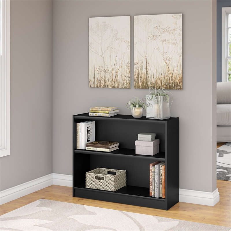 Bowery Hill Furniture 2 Shelf Bookcase in Classic Black