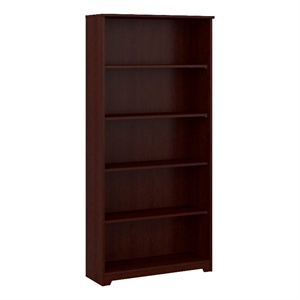 Bowery Hill 5 Shelves Transitional Wood Tall Bookcase in Harvest Cherry