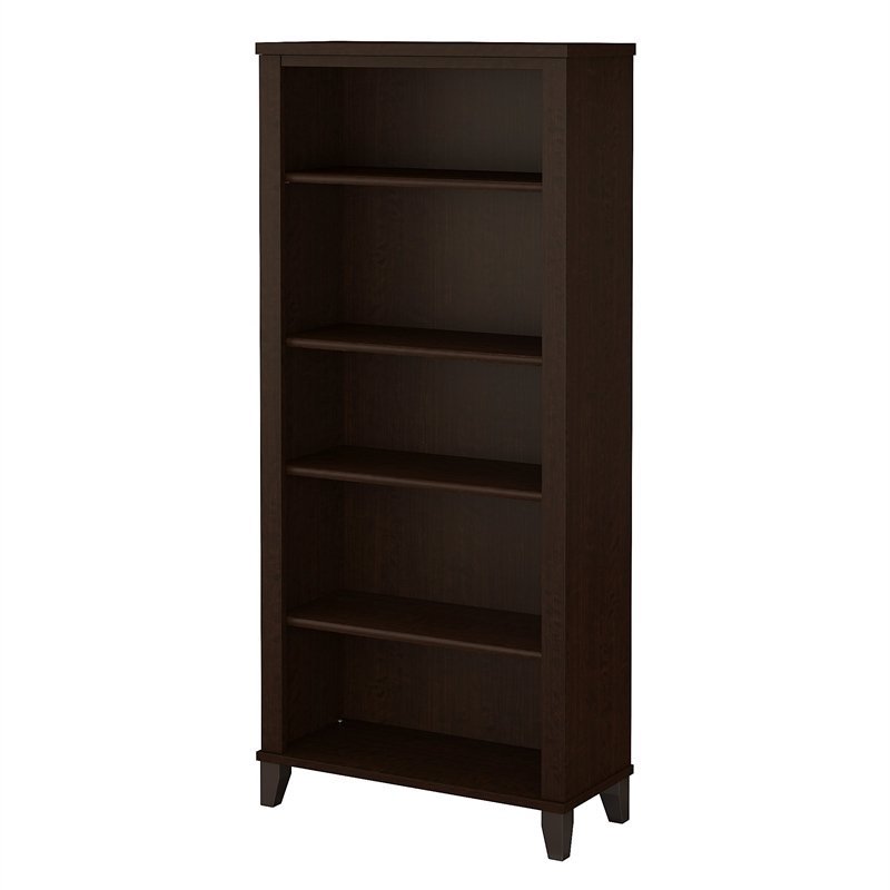 Bowery Hill Furniture 5 Shelf Bookcase in Mocha Cherry
