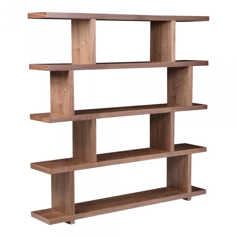 Bowery Hill 4-Shelf Contemporary Veneer Wood Bookcases in Brown