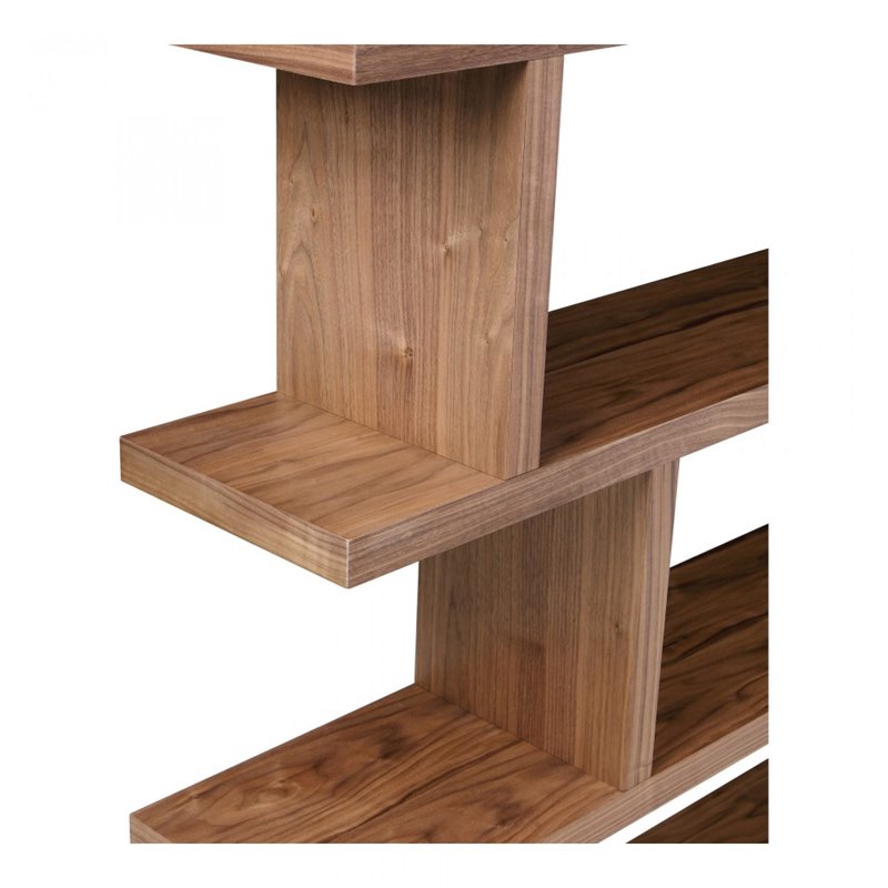 Bowery Hill 4-Shelf Contemporary Veneer Wood Bookcases in Brown