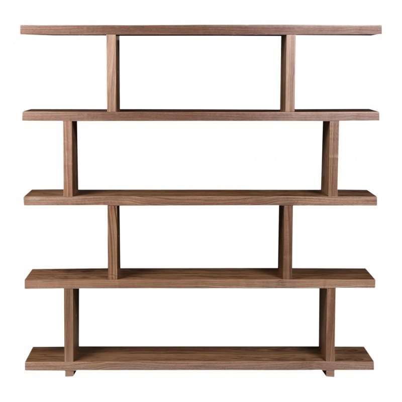 Bowery Hill 4-Shelf Contemporary Veneer Wood Bookcases in Brown