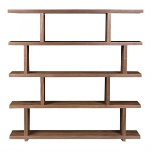Bowery Hill 4-Shelf Contemporary Veneer Wood Bookcases in Brown