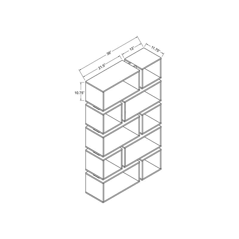 Bowery Hill Geometric Wood Bookcase in Distressed Gray