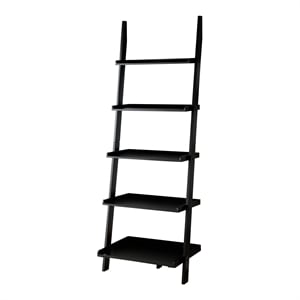 Bowery Hill Wood 5-Shelf Ladder Bookcase in Black
