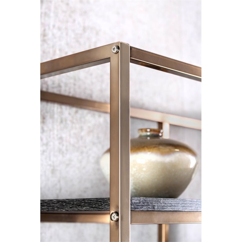 Bowery Hill Modern Metal 6-Shelf Bookcase in Champagne