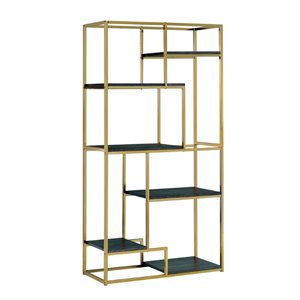 Bowery Hill Modern Metal 6-Shelf Bookcase in Champagne