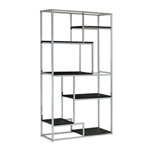 bowery hill modern metal 6-shelf bookcase in chrome