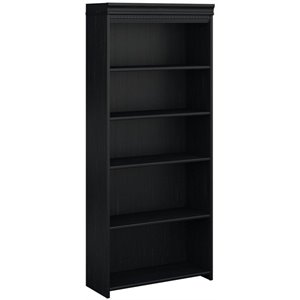 bowery hill 5 shelf bookcase in antique black - engineered wood