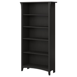 bowery hill furniture 5 shelf bookcase in vintage black