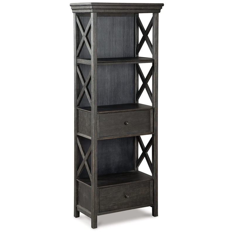 Bowery Hill 3 Shelf Bookcase in Black and Gray