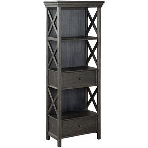 bowery hill 3 shelf bookcase in black and gray