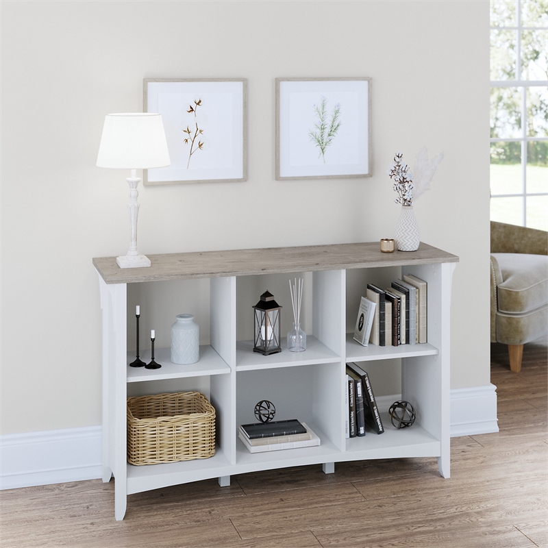 Bowery Hill 6 Cube Organizer in Pure White and Shiplap Gray - Engineered Wood