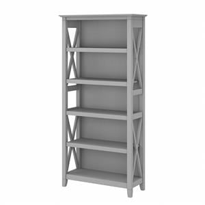 bowery hill tall 5 shelf bookcase in cape cod gray - engineered wood