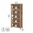 Bowery Hill 5-Shelf Coastal Wood Tall Bookcase in Reclaimed Pine