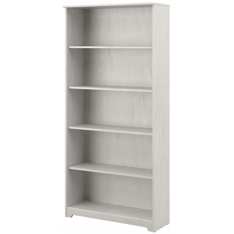 Bowery Hill 5 Shelf Tall Bookcase in Linen White Oak - Engineered Wood