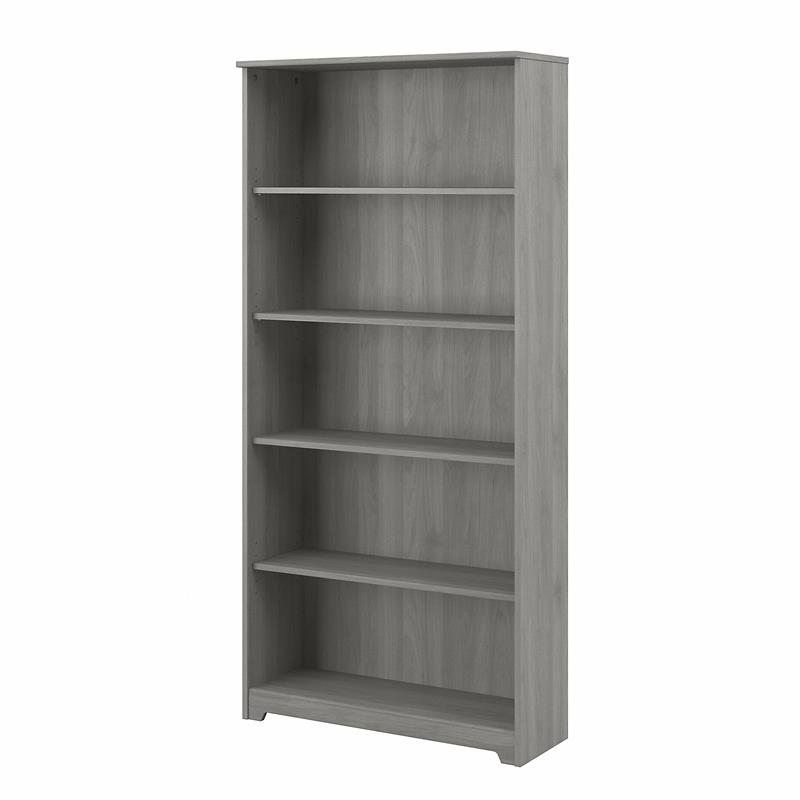 Bowery Hill 5 Shelf Tall Bookcase in Modern Gray - Engineered Wood