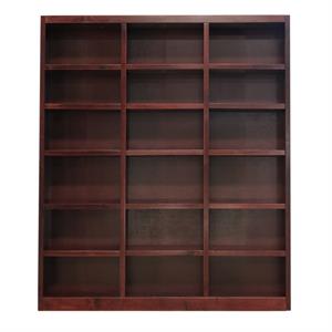 Bowery Hill Traditional 84&quot Tall 18-Shelf Triple Wide Wood Bookcase in Cherry
