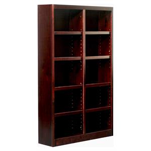 Bowery Hill Traditional 72&quot Tall 10-Shelf Double Wide Wood Bookcase in Cherry