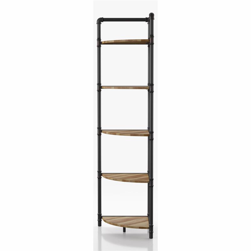 Bowery Hill Industrial Wood 5-Tier Bookcase in Sand Black
