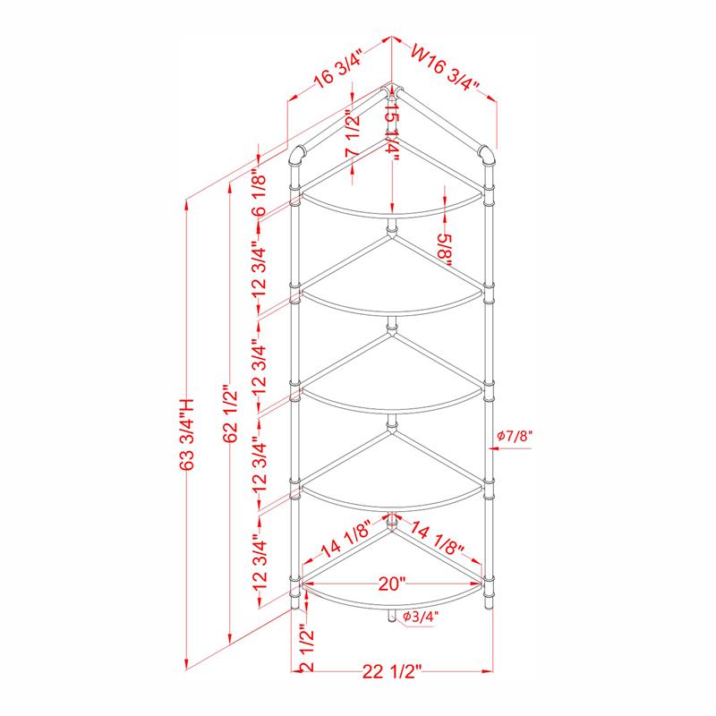 Bowery Hill Industrial Wood 5-Tier Bookcase in Sand Black