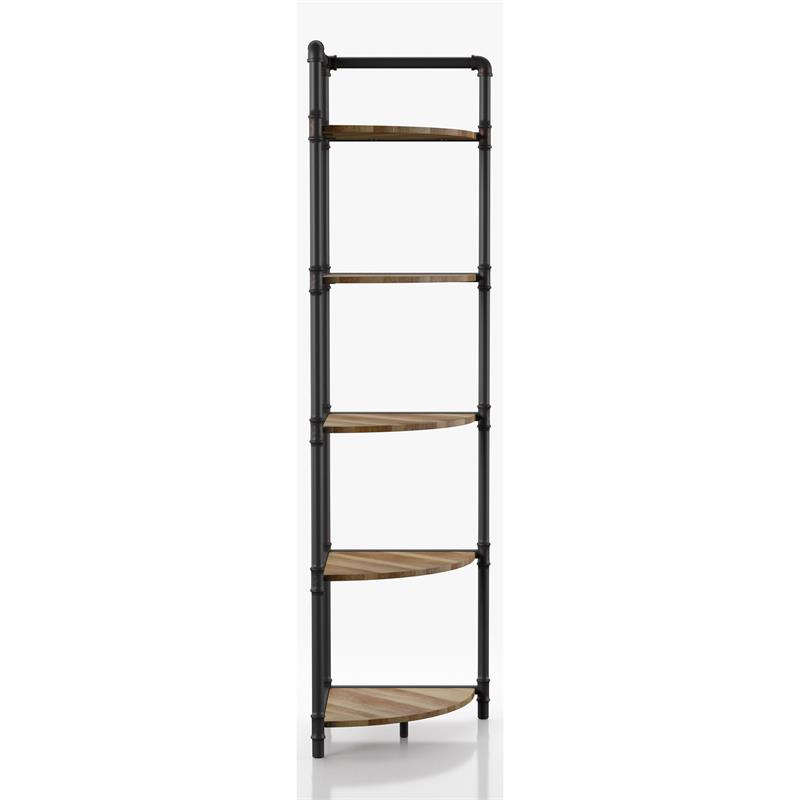 Bowery Hill Industrial Wood 5-Tier Bookcase in Sand Black