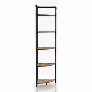 Bowery Hill Industrial Wood 5-Tier Bookcase in Sand Black