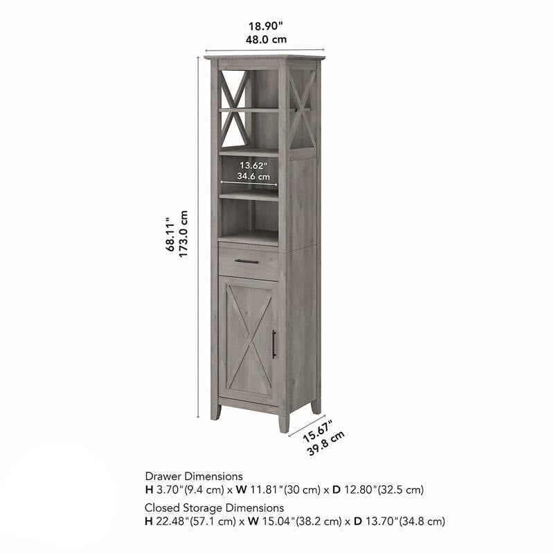 Bowery Hill Transitional Engineered Wood Tall Bookcase Cabinet in Gray