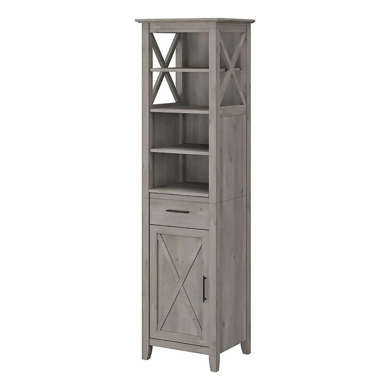 Bowery Hill Transitional Engineered Wood Tall Bookcase Cabinet in Gray