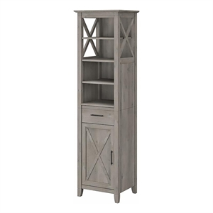 Bowery Hill Transitional Engineered Wood Tall Bookcase Cabinet in Gray