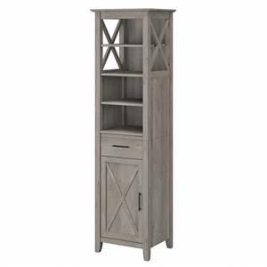 Bowery Hill Tall Bathroom Storage Cabinet in Driftwood Gray - Engineered Wood