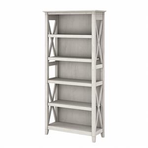 bowery hill tall 5 shelf bookcase in linen white oak - engineered wood