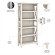 Bowery Hill 5 Shelves Wood Bookcase in Line White Oak (Set of 2)