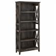 Bowery Hill 5 Shelves Coastal Wood Tall Bookcase in Dark Gray