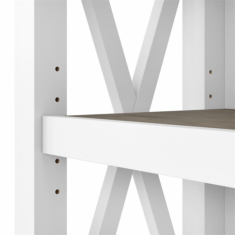 Bowery Hill 5 Shelf Modern Wood Bookcase Set in Shiplap Gray/White