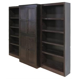 Bowery Hill Traditional 72&quot 15-Shelf Wood Bookcase Wall with Doors in Espresso