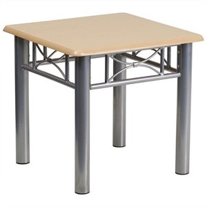 Bowery Hill Laminate End Table with Silver Steel Frame in  Natural