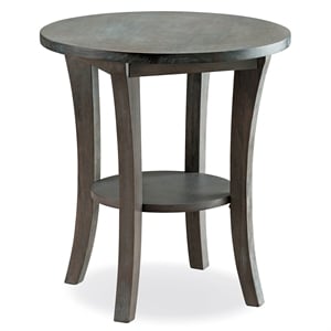 Bowery Hill Solid Wood Round End Table in Rustic Gray Wire Brushed