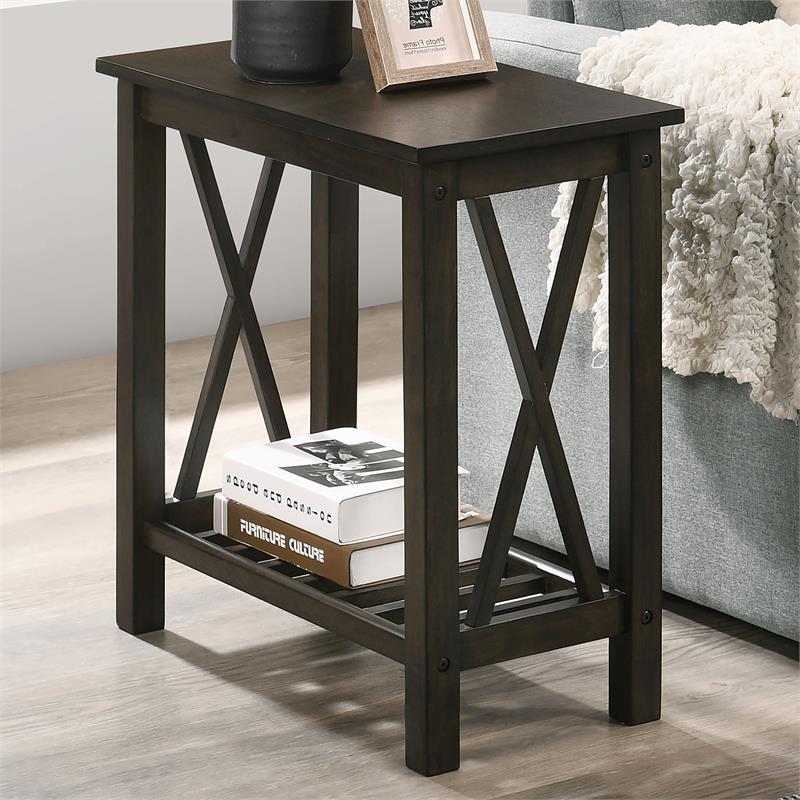Bowery Hill Contemporary Wood Side Table in Dark Gray