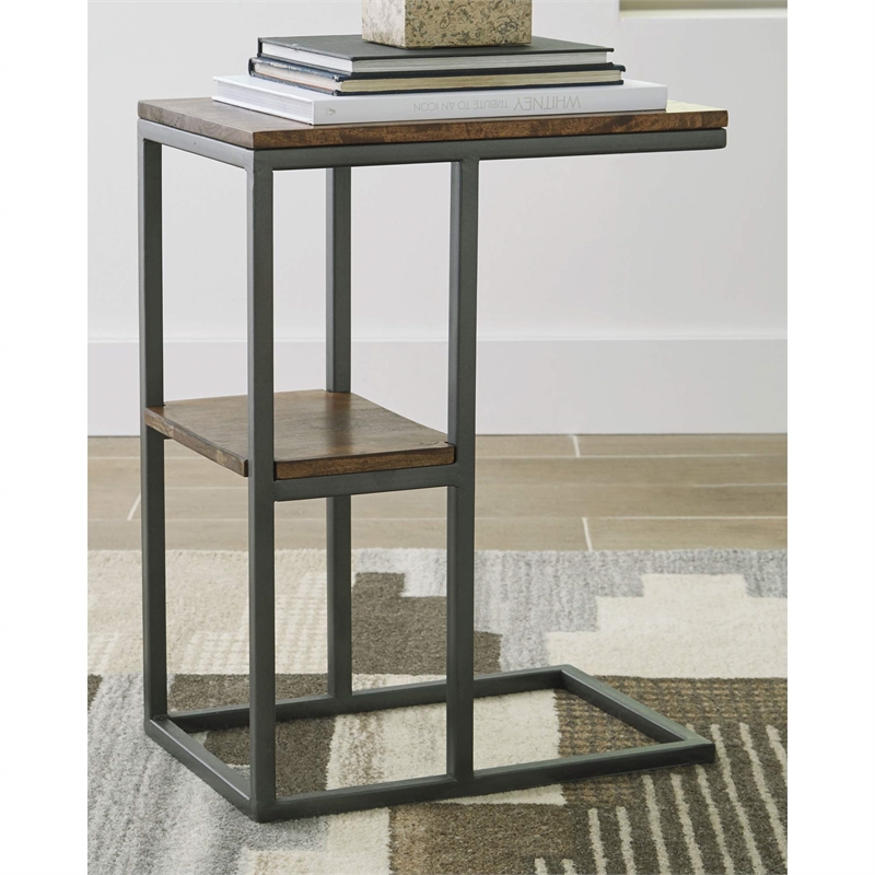 Bowery Hill 1 Shelf End Table in Black and Natural